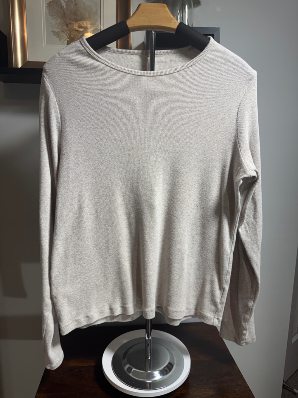 Light Neutral Long Sleeve Knit Top